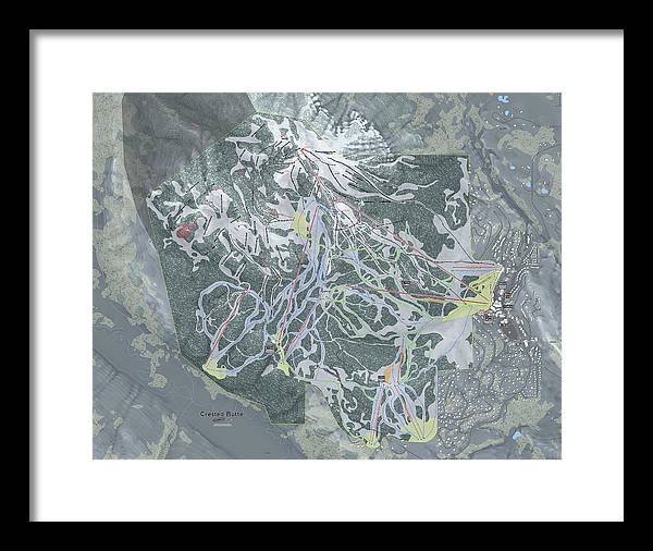Crested Butte Ski Trail Map - Framed Print - Powderaddicts