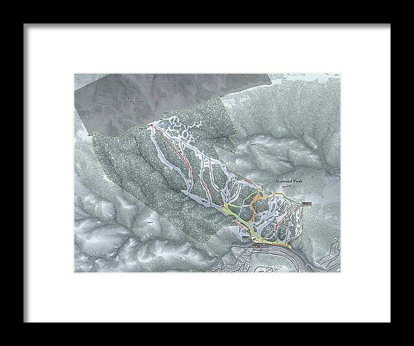 Diamond Peak Ski Trail Map - Framed Print - Powderaddicts