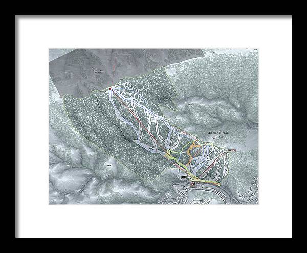 Diamond Peak Ski Trail Map - Framed Print - Powderaddicts
