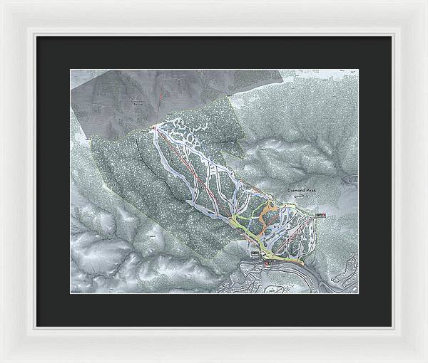 Diamond Peak Ski Trail Map - Framed Print - Powderaddicts