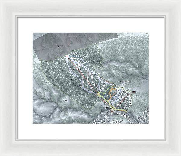 Diamond Peak Ski Trail Map - Framed Print - Powderaddicts