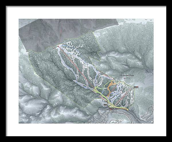 Diamond Peak Ski Trail Map - Framed Print - Powderaddicts