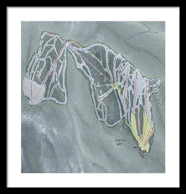 Dodge Ridge Ski Trail Map - Framed Print - Powderaddicts
