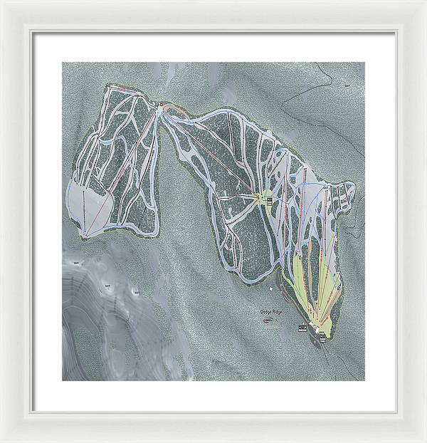 Dodge Ridge Ski Trail Map - Framed Print - Powderaddicts
