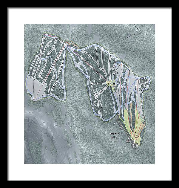 Dodge Ridge Ski Trail Map - Framed Print - Powderaddicts