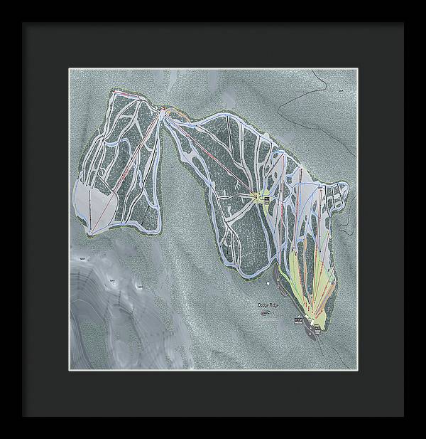 Dodge Ridge Ski Trail Map - Framed Print - Powderaddicts