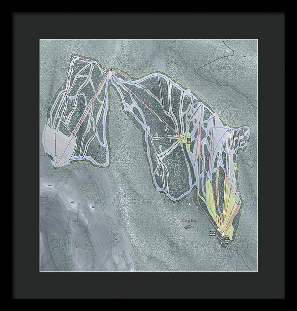 Dodge Ridge Ski Trail Map - Framed Print - Powderaddicts