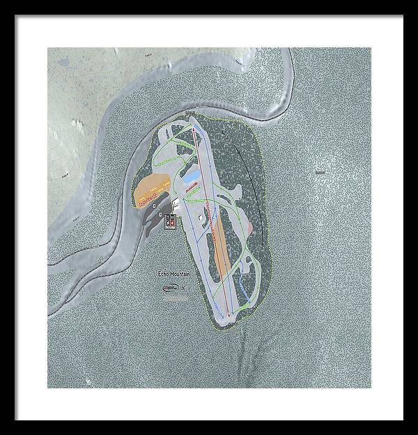 Echo Mountain Ski Trail Map - Framed Print - Powderaddicts