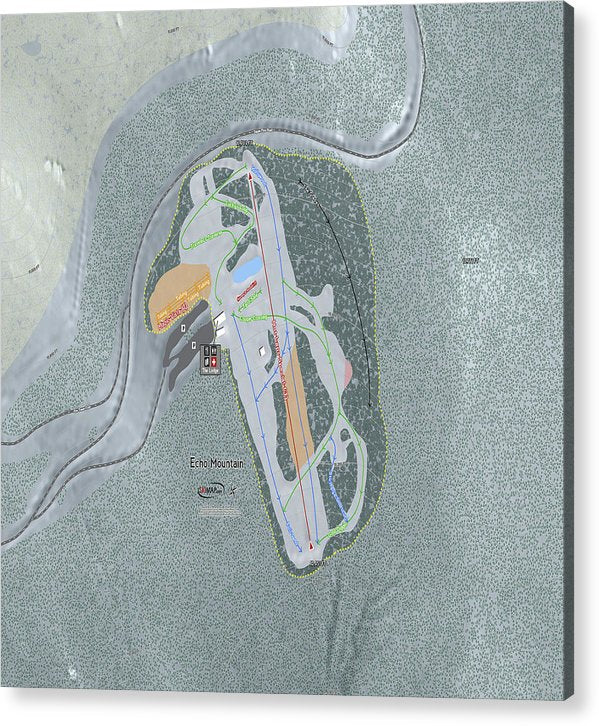 Echo Mountain Ski Trail Map - Acrylic Print - Powderaddicts
