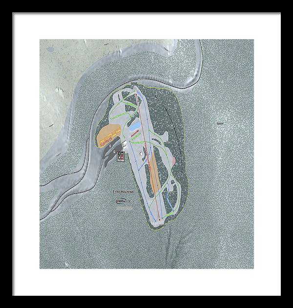Echo Mountain Ski Trail Map - Framed Print - Powderaddicts