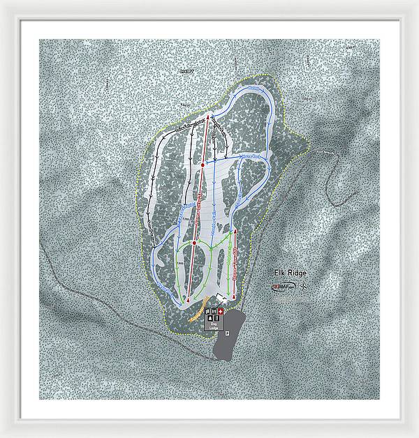 Elk Ridge Ski Trail Map - Framed Print - Powderaddicts