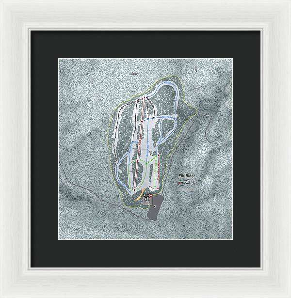 Elk Ridge Ski Trail Map - Framed Print - Powderaddicts