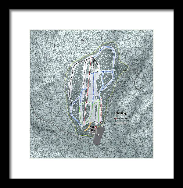 Elk Ridge Ski Trail Map - Framed Print - Powderaddicts
