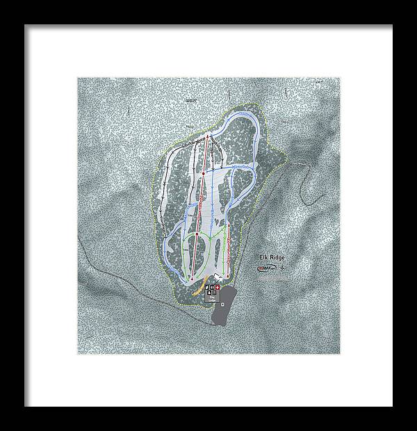 Elk Ridge Ski Trail Map - Framed Print - Powderaddicts