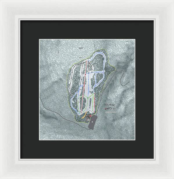 Elk Ridge Ski Trail Map - Framed Print - Powderaddicts