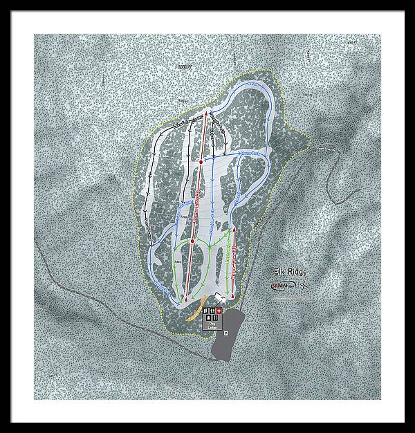 Elk Ridge Ski Trail Map - Framed Print - Powderaddicts