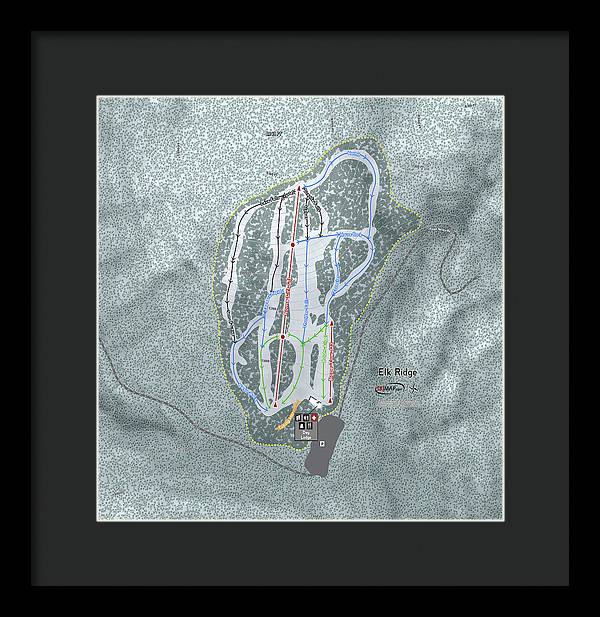 Elk Ridge Ski Trail Map - Framed Print - Powderaddicts