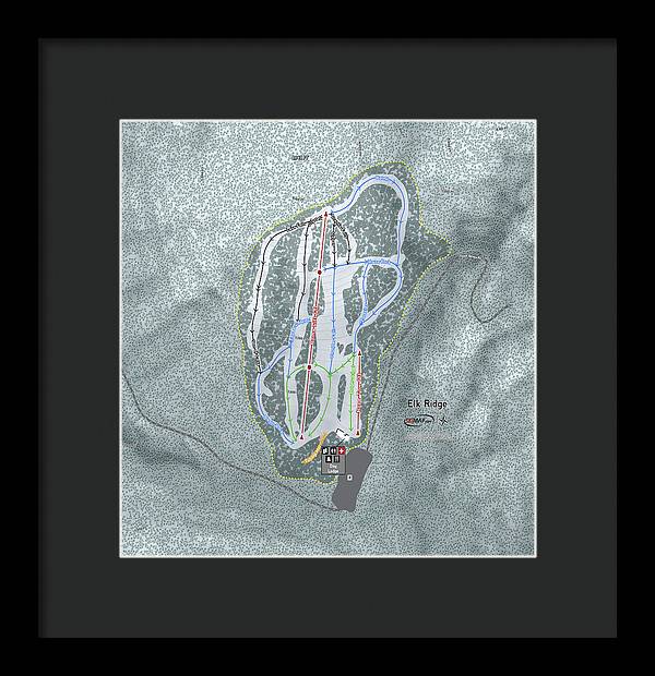 Elk Ridge Ski Trail Map - Framed Print - Powderaddicts