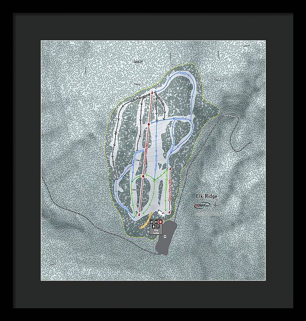 Elk Ridge Ski Trail Map - Framed Print - Powderaddicts