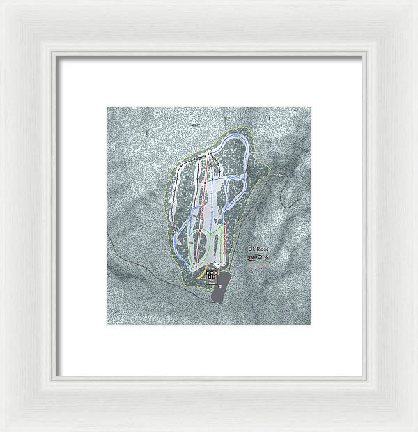 Elk Ridge Ski Trail Map - Framed Print - Powderaddicts