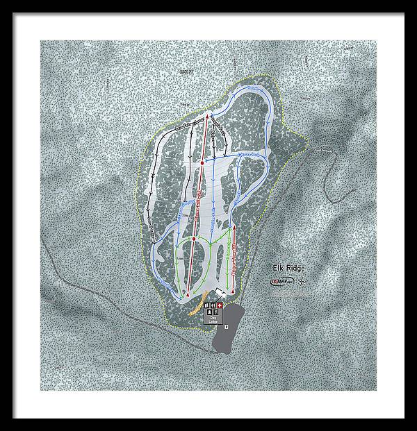 Elk Ridge Ski Trail Map - Framed Print - Powderaddicts