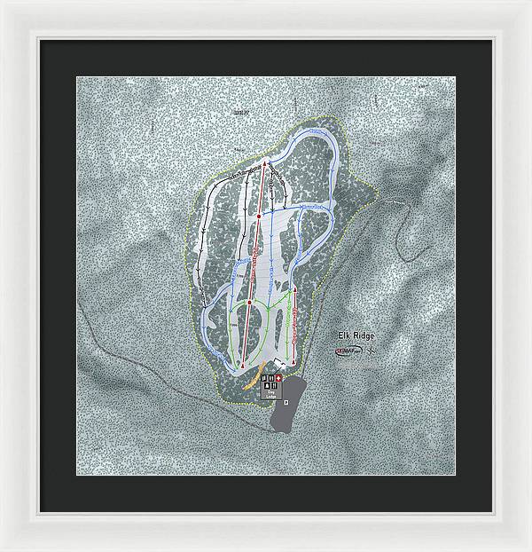 Elk Ridge Ski Trail Map - Framed Print - Powderaddicts