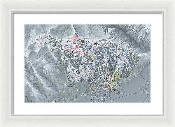Jackson Hole Ski Trail Map - Framed Print - Powderaddicts