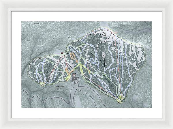 Lost Trail Ski Trail Map - Framed Print - Powderaddicts