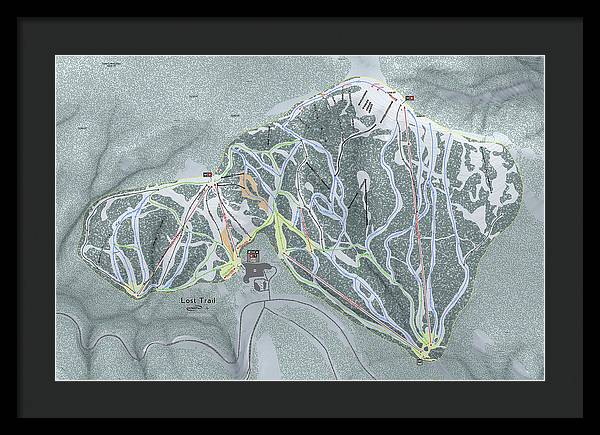 Lost Trail Ski Trail Map - Framed Print - Powderaddicts