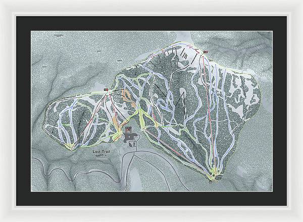 Lost Trail Ski Trail Map - Framed Print - Powderaddicts
