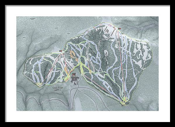 Lost Trail Ski Trail Map - Framed Print - Powderaddicts
