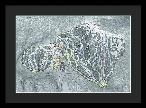 Lost Trail Ski Trail Map - Framed Print - Powderaddicts