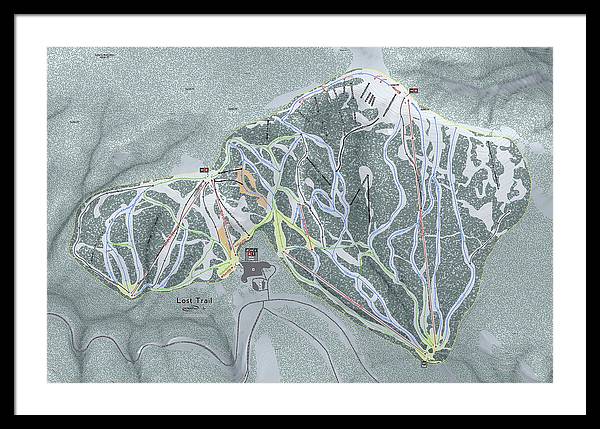 Lost Trail Ski Trail Map - Framed Print - Powderaddicts