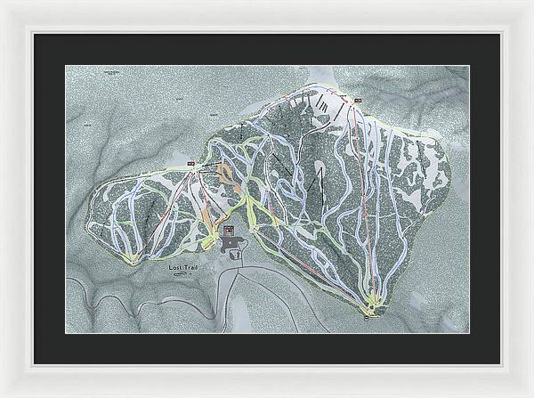 Lost Trail Ski Trail Map - Framed Print - Powderaddicts