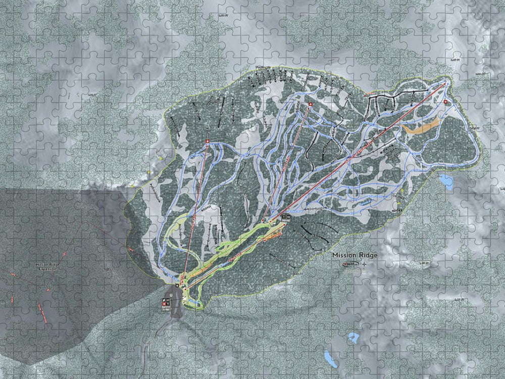 Mission Ridge, Washington Ski Resort Map - Puzzle - Powderaddicts