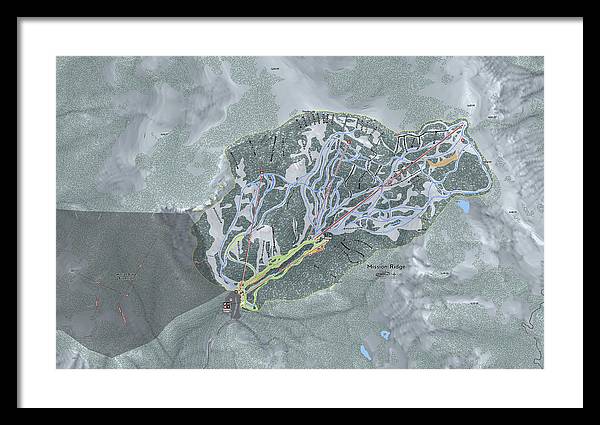 Mission Ridge Ski Resort Map - Framed Print