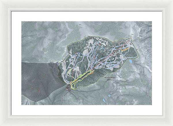 Mission Ridge Ski Resort Map - Framed Print