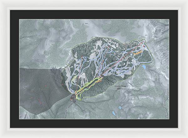 Mission Ridge Ski Resort Map - Framed Print