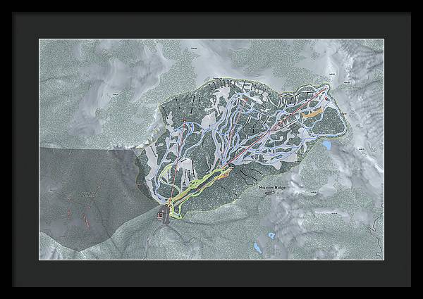 Mission Ridge Ski Resort Map - Framed Print