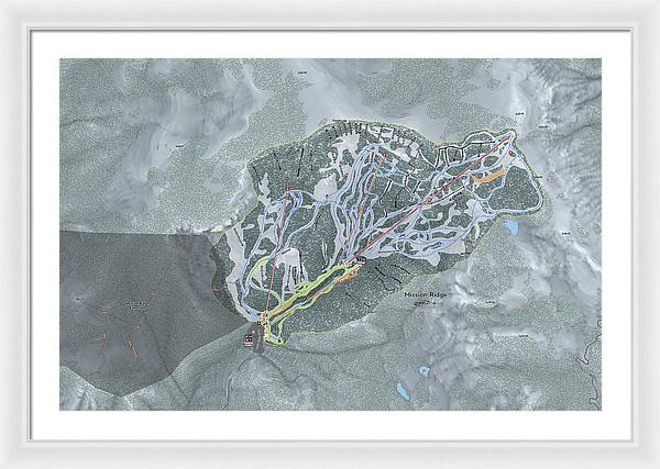 Mission Ridge Ski Resort Map - Framed Print