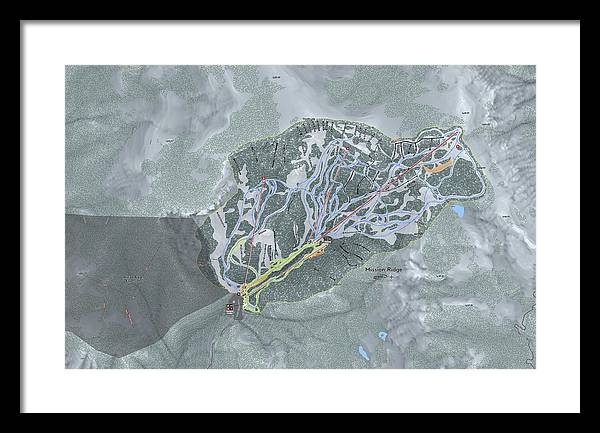 Mission Ridge Ski Resort Map - Framed Print