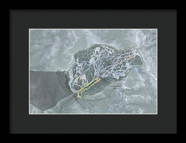 Mission Ridge Ski Resort Map - Framed Print