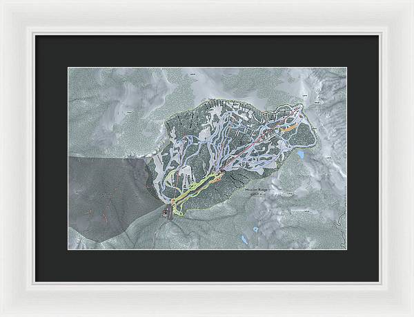 Mission Ridge Ski Resort Map - Framed Print