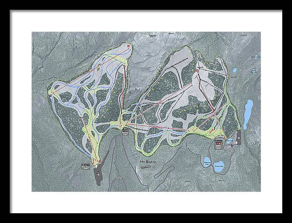Mt Baker Ski Trail Map - Framed Print - Powderaddicts