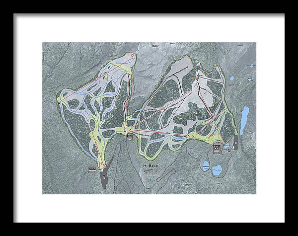 Mt Baker Ski Trail Map - Framed Print - Powderaddicts