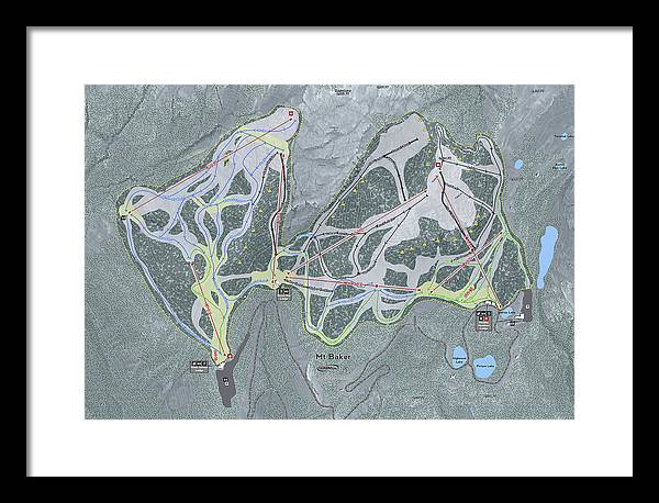Mt Baker Ski Trail Map - Framed Print - Powderaddicts