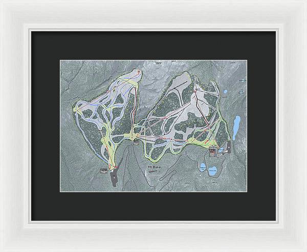 Mt Baker Ski Trail Map - Framed Print - Powderaddicts