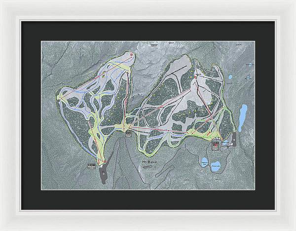 Mt Baker Ski Trail Map - Framed Print - Powderaddicts