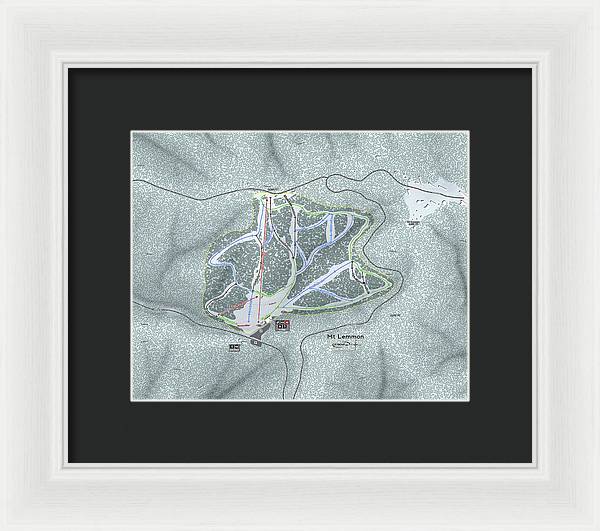 Mt Lemmon Ski Trail Map - Framed Print - Powderaddicts