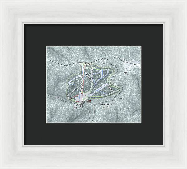 Mt Lemmon Ski Trail Map - Framed Print - Powderaddicts